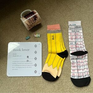 Ultimate Book Lover Kit — mug, enamel pins, sign, pencil & library crew socks
